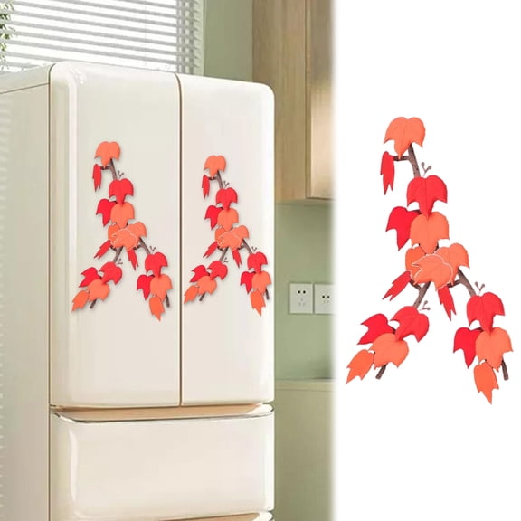 Boston Ivy Fridge with Articulating Stems-3D Hinged Climbing Vine Refrigerator Decor,Realistic Artificial for Kitchen Home Fall Decor,Funny Cute Thanksgiving Decoration