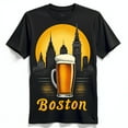 thumbnail image 1 of Boston Lager T-Shirt Black Tee with Urban Skyscraper Design, 1 of 5