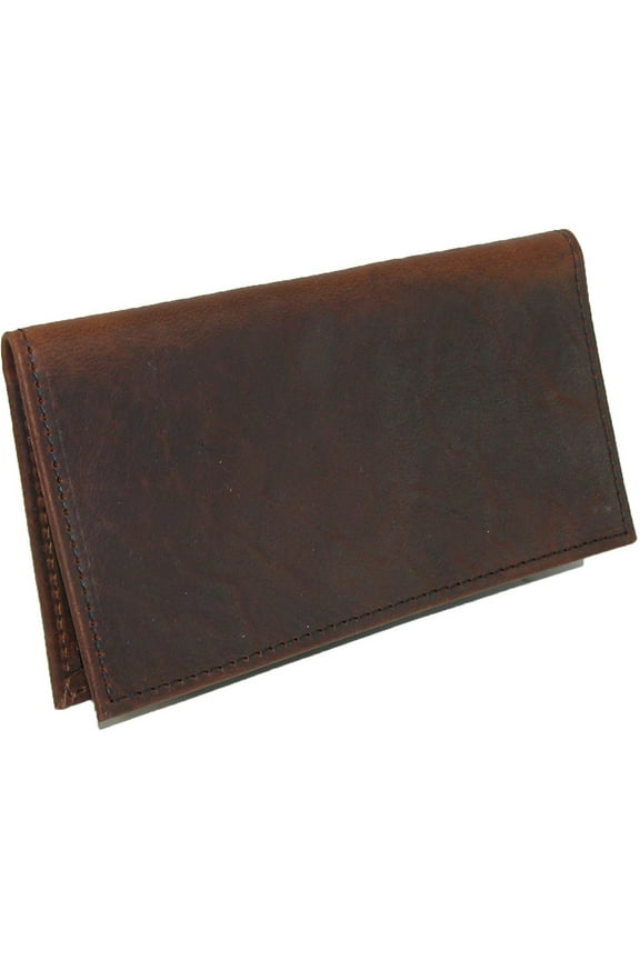 Textured Bison Leather Checkbook Cover Wallet