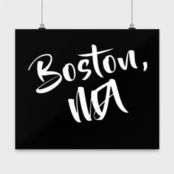 Boston MA City Poster Wall Art - 13x13in Black Framed Gift