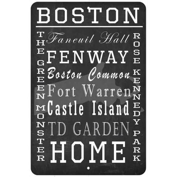 Boston MA Landmarks Novelty Gift 8x12 Metal Sign 108120065016