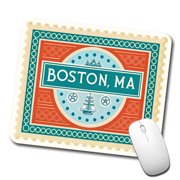 Boston MA Massachusetts Travel Vacation Stamp Mouse Pad Low Profile Gaming Mat