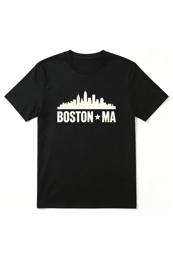 Boston Ma Skyline Cool Graphic Tee For Men And Women, Outdoor Summer Vacation Cotton Short Sleeves T-Shirt