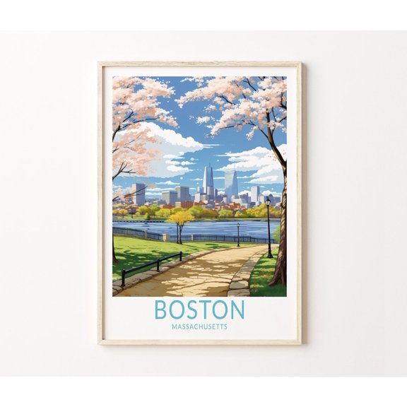 Boston Massachusetts Back Bay Skyline Urban Landscape Art, Unframed Paper Poster 8x10in