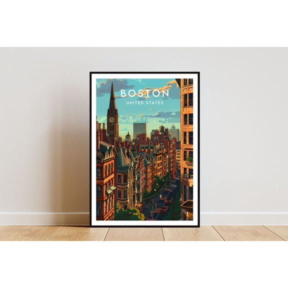Boston Massachusetts City Travel Wall Art Decor Unframed Paper Print
