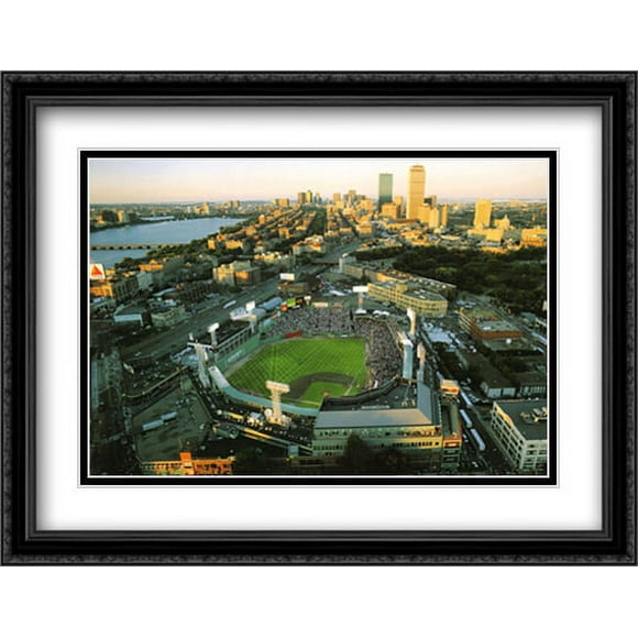Boston, Massachusetts, Fenway Park 2x Matted 32x26 Large Black Ornate Framed Art Print by Mike Smith