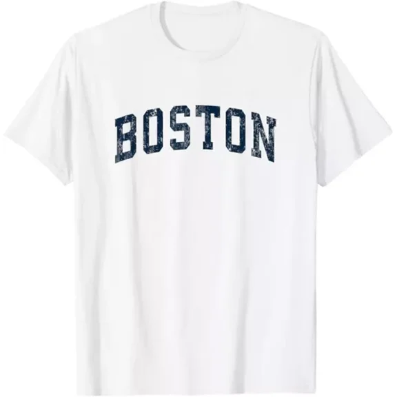 Boston Massachusetts Ma Vintage Sports Design Navy Design T-Shirt S-5XL Birthday Gifts; For Men & Women