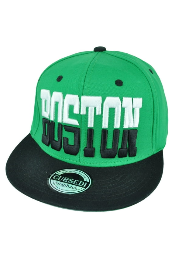 Boston Massachusetts Town City Green Black Half Color Hat Cap Snapback Flat Bill