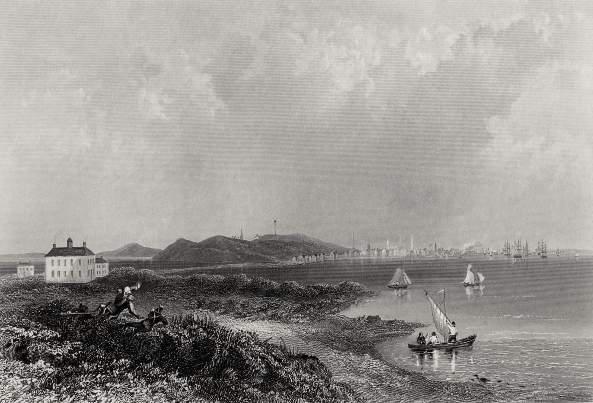 Boston Massachusetts Usa In 1774 Seen From Dorchester Heights From A 19Th Century Print Engraved By Rogers After Beaulieu Canvas Art - Ken Welsh Design Pics (17 x 12)