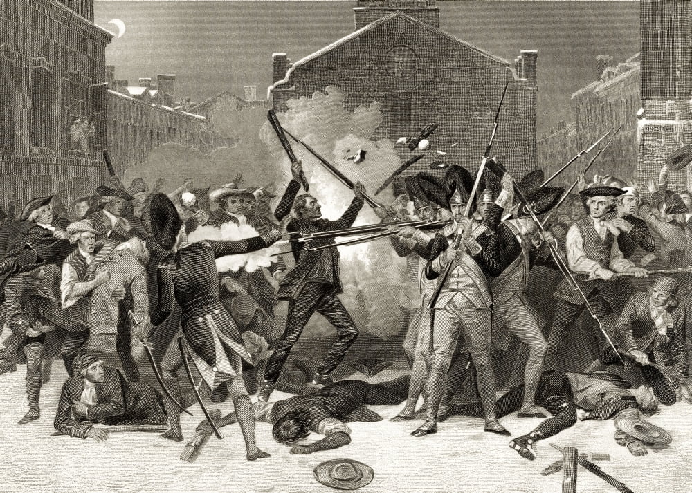 The Boston Massacre March 5 1770 After Alonzo Chappel From Life And Times Of Washington Volume 1 Published 1857 Canvas Art - Ken Welsh Design Pics (32 x 22)