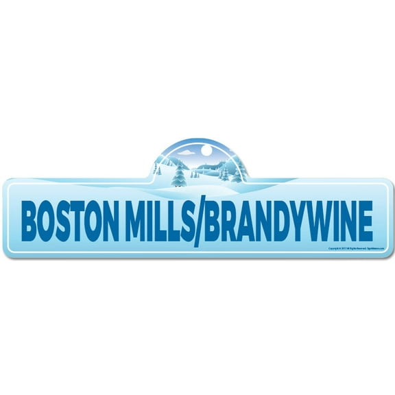 Boston Mills.Brandywine Street Sign | Indoor/Outdoor | Skiing Skier Snowboarder Décor for Ski Lodge Cabin Mountian House | SignMission personalized gift