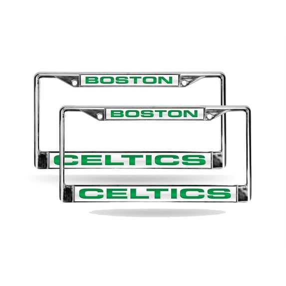 Boston Basketball Celtic's (Set of 2) Chrome Metal Laser Cut License Plate Frame