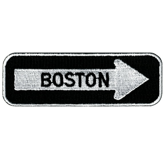 Boston One Way Sign Embroidered Iron-on Patch