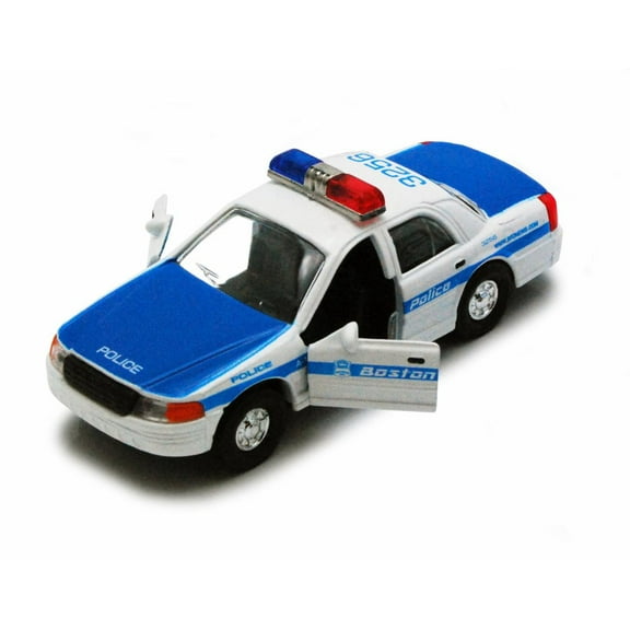 Boston Police Car, Blue & White - Showcasts 9985BS - 5 Inch Scale Diecast Model Replica (Brand New, but NOT IN BOX)
