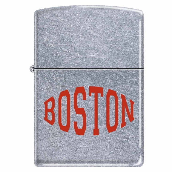 Zippo AD205 Classic Street Chrome Red Font Boston Windproof Pocket Lighter