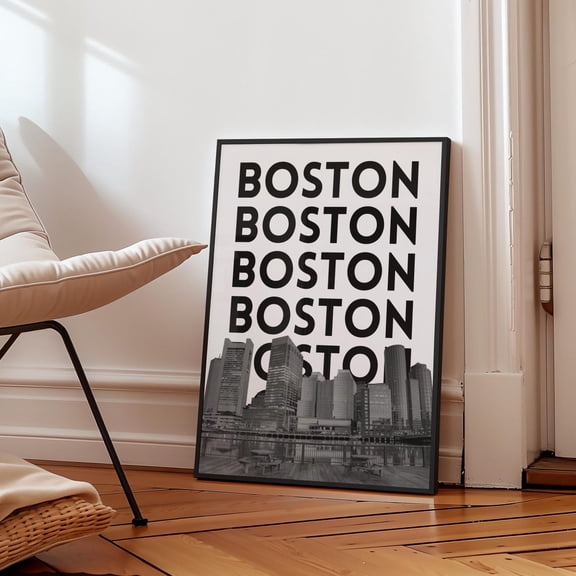 Boston Print Black White Minimalist Boston Massachusetts Travel Print Boston Ma Skyline Of Boston Dorm Decor Home Decor #606, Unframed Poster Size 8x12