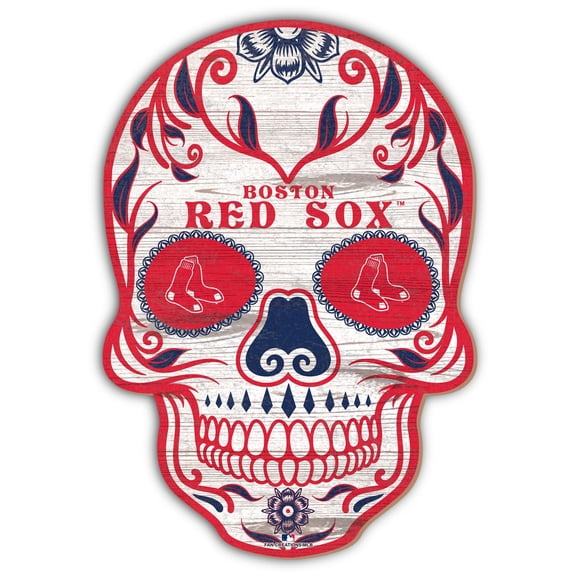 Boston Red Sox 12'' Sugar Skull Sign