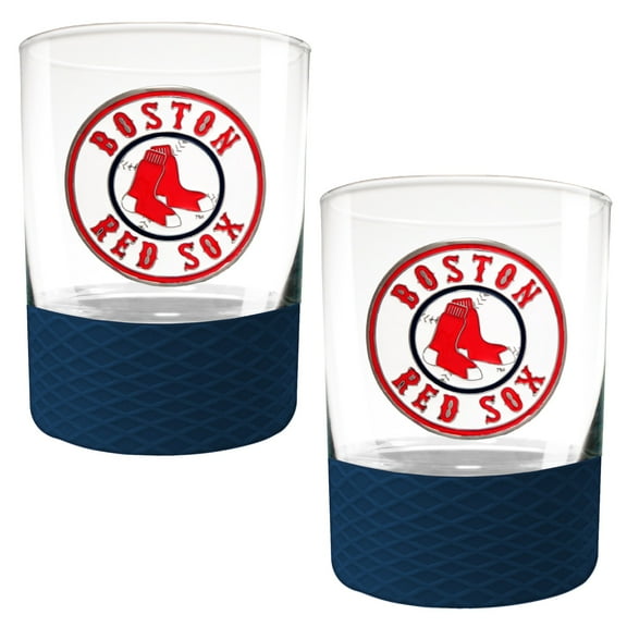 Boston Red Sox 2-Pack 14oz. Rocks Glass Set with Silcone Grip