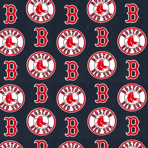Boston Red Sox 58" 100% Cotton Logo Sports Sewing & Craft Fabric 10 yd By the Bolt, Blue, Red and White