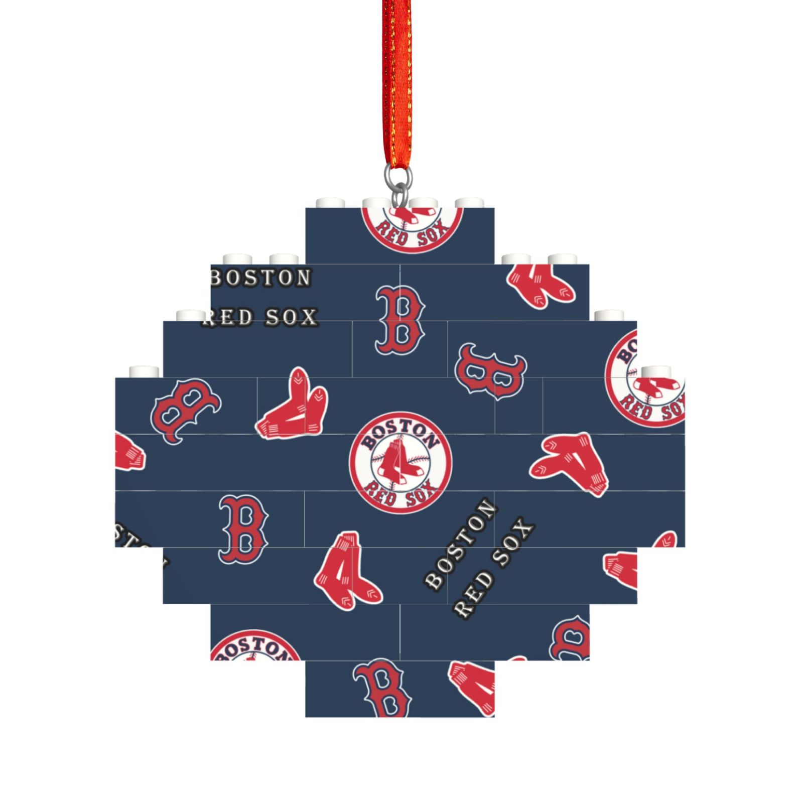 BostonRedSox Building Blocks Puzzle Pendant Christmas Ornament