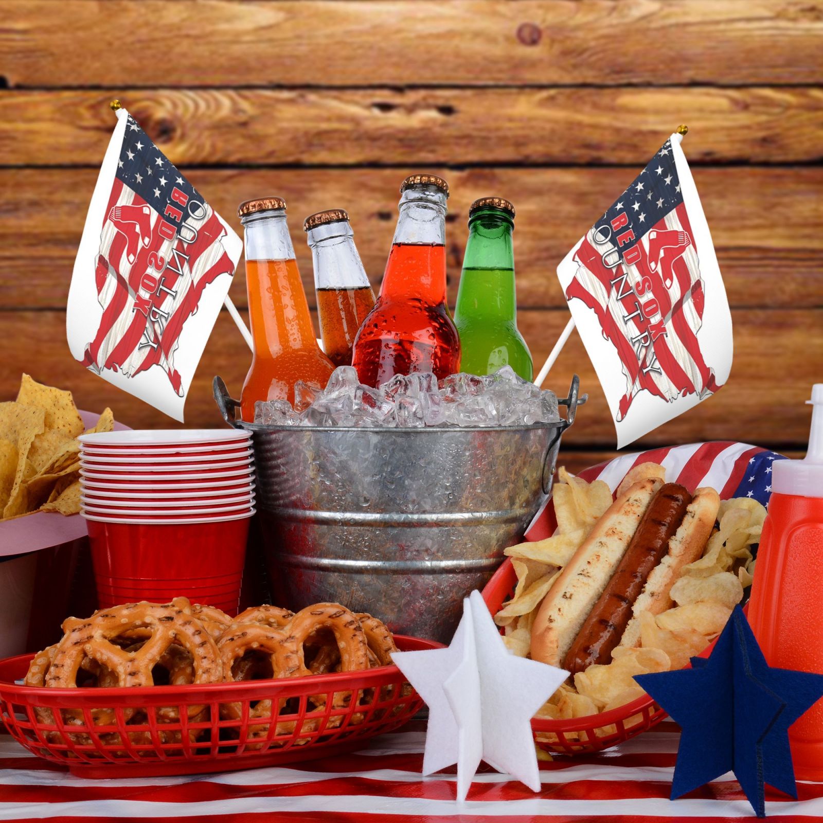 Boston_Red_Sox Handheld Flag and Mini Stick Flag 5.5x8.2in