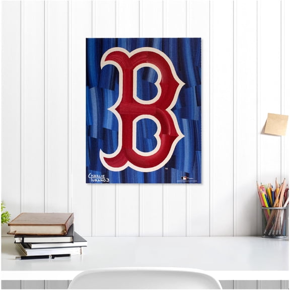 Boston Red Sox Stretched 16" x 20" Embellished Canvas Giclee Print - Art by Charlie Turano III - B