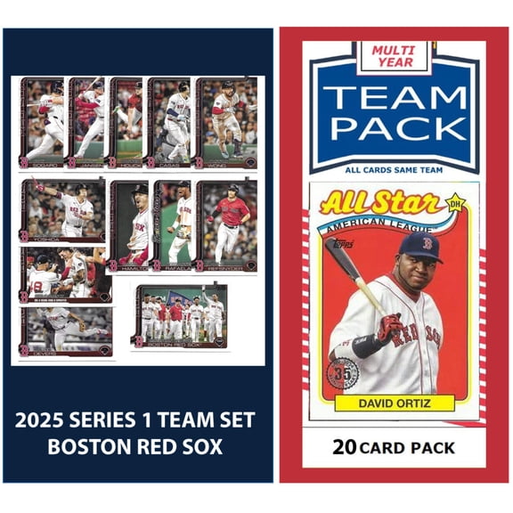 Red Sox Multiyear 20 Card Pack David Ortiz + 2025 Topps Series 1 Team Set