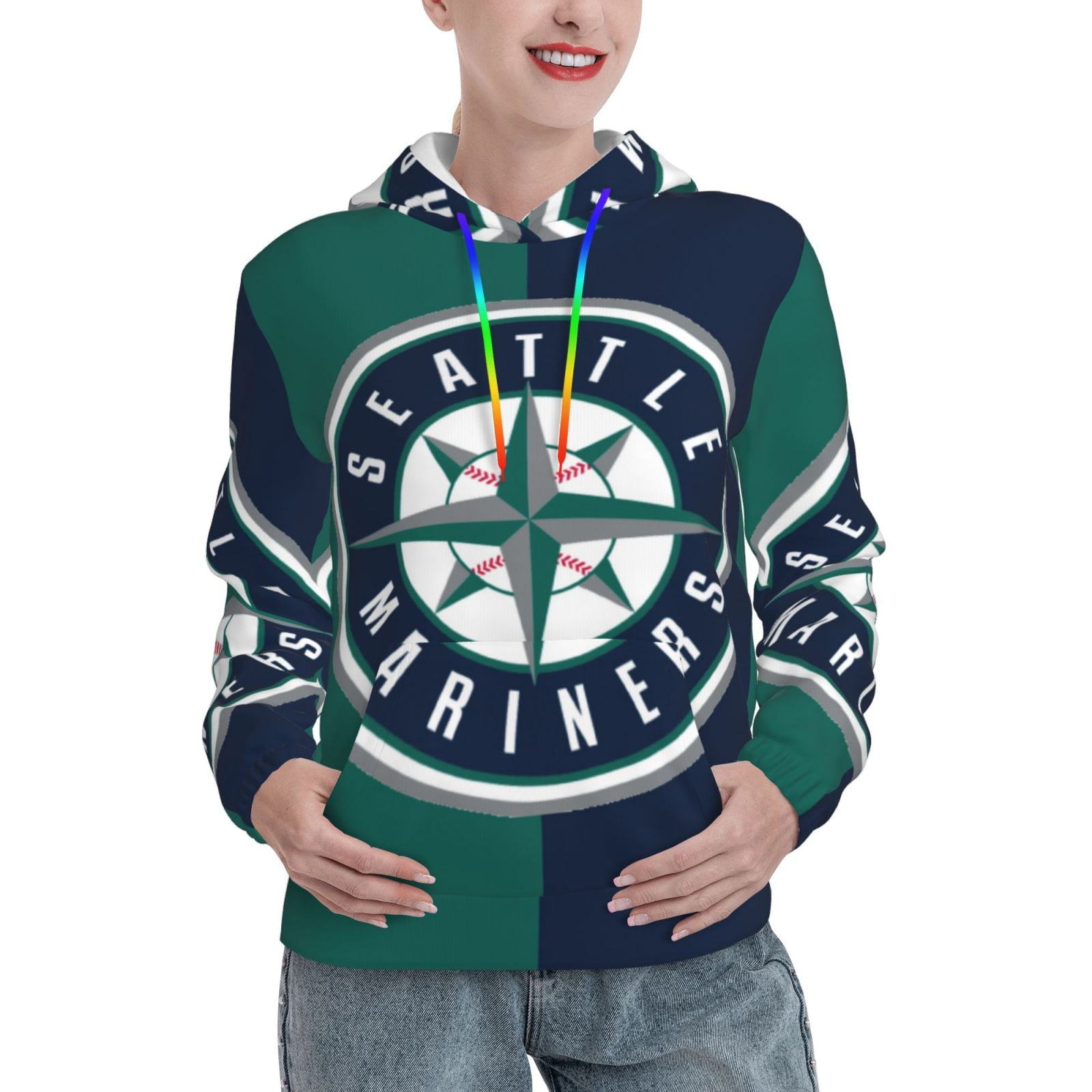 BostonRedSox Women's Loose Fit Midweight Hooded Sweatshirt with