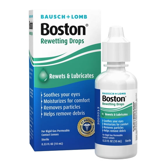Boston Rewetting Drops for Rigid Gas Permeable Contact Lenses - from Bausch + Lomb, 0.34 fl oz (10 mL)