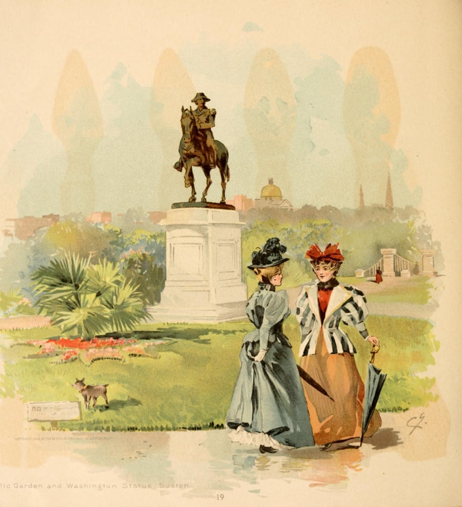 Boston Rubber Shoe Catalogue 1896 Public Garden & Washington Statue Boston Canvas Art - Charles Graham (18 x 24)