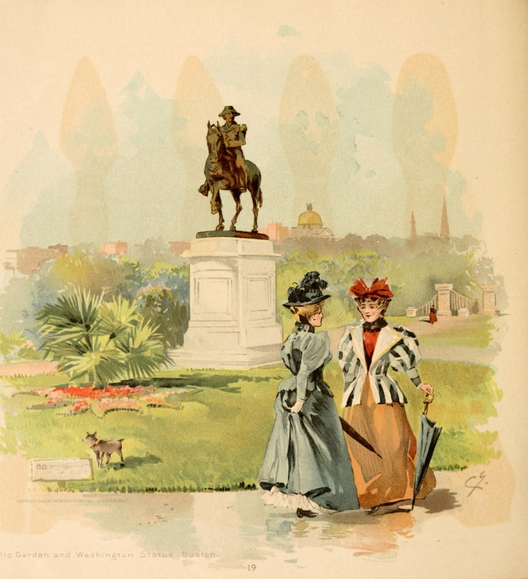 Boston Rubber Shoe Catalogue 1896 Public Garden & Washington Statue Boston Canvas Art - Charles Graham (24 x 36)