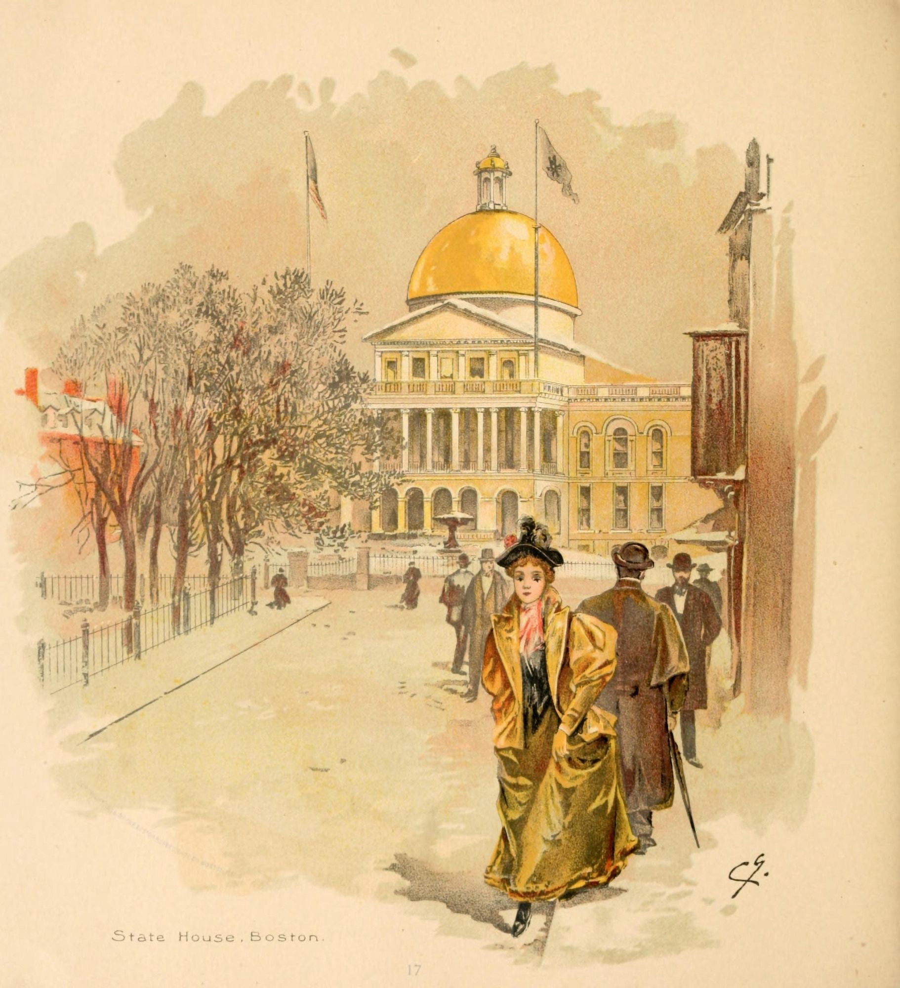 Boston Rubber Shoe Catalogue 1896 State House Boston Canvas Art - Charles Graham (24 x 36)