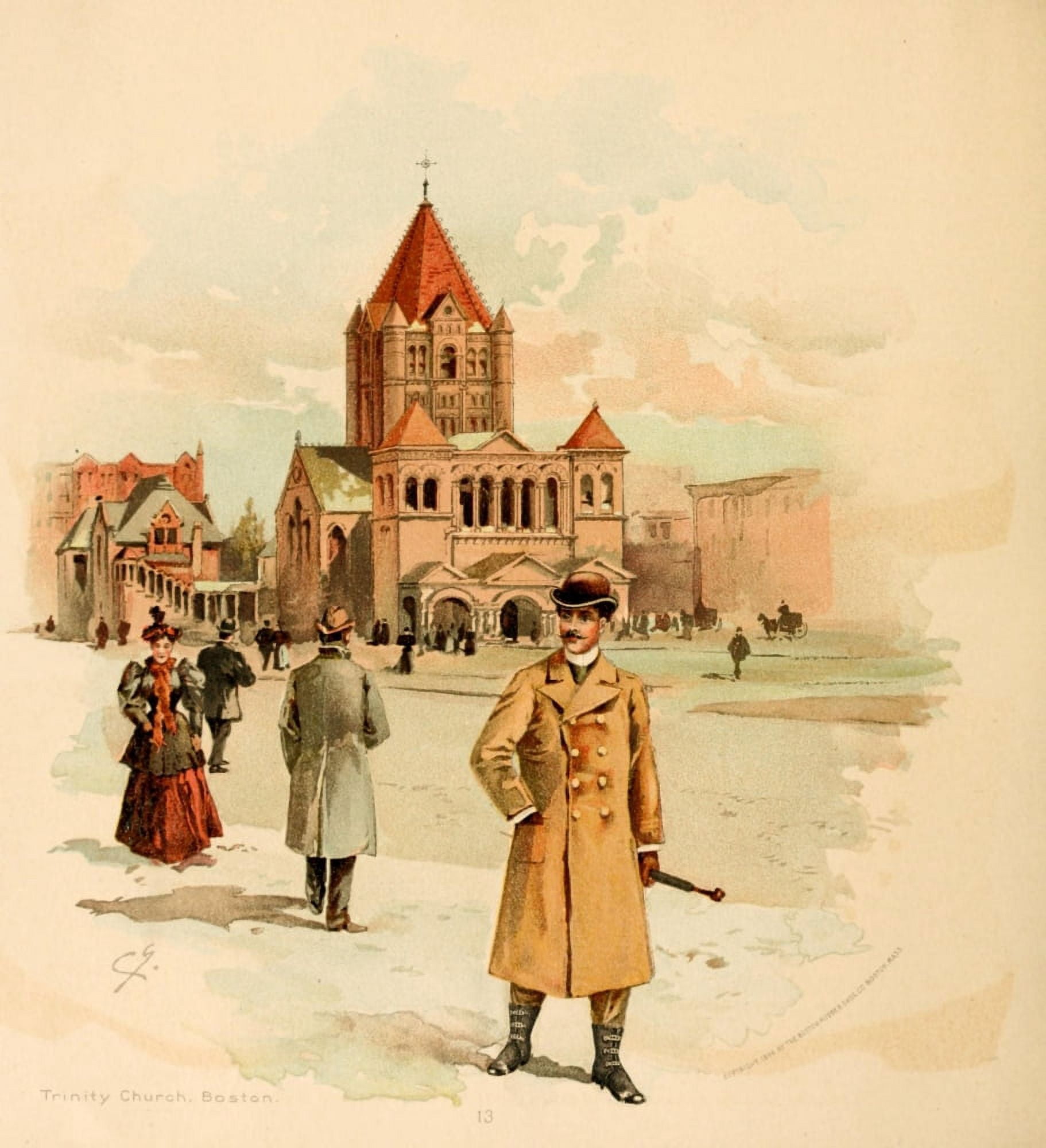 Boston Rubber Shoe Catalogue 1896 Trinity Church Boston Canvas Art - Charles Graham (18 x 24)