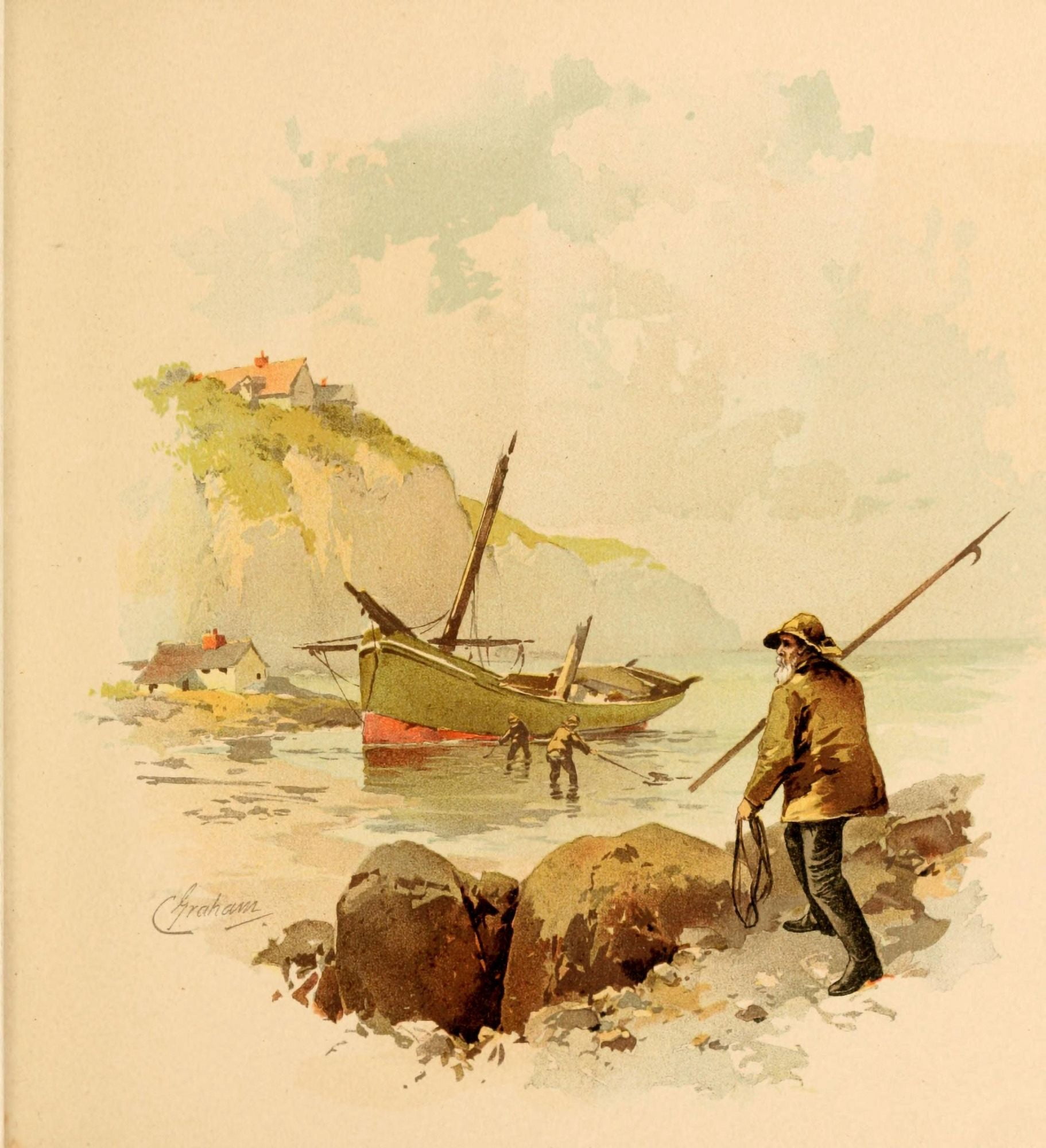 Boston Rubber Shoe Company Catalogue 1896 Fishermen Canvas Art - Charles Graham (18 x 24)
