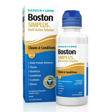 Boston SIMPLUS Multi-Action Contact Lens Saline Solution and Cleaner for Rigid Gas Permeable Lenses, 3.5 fl oz