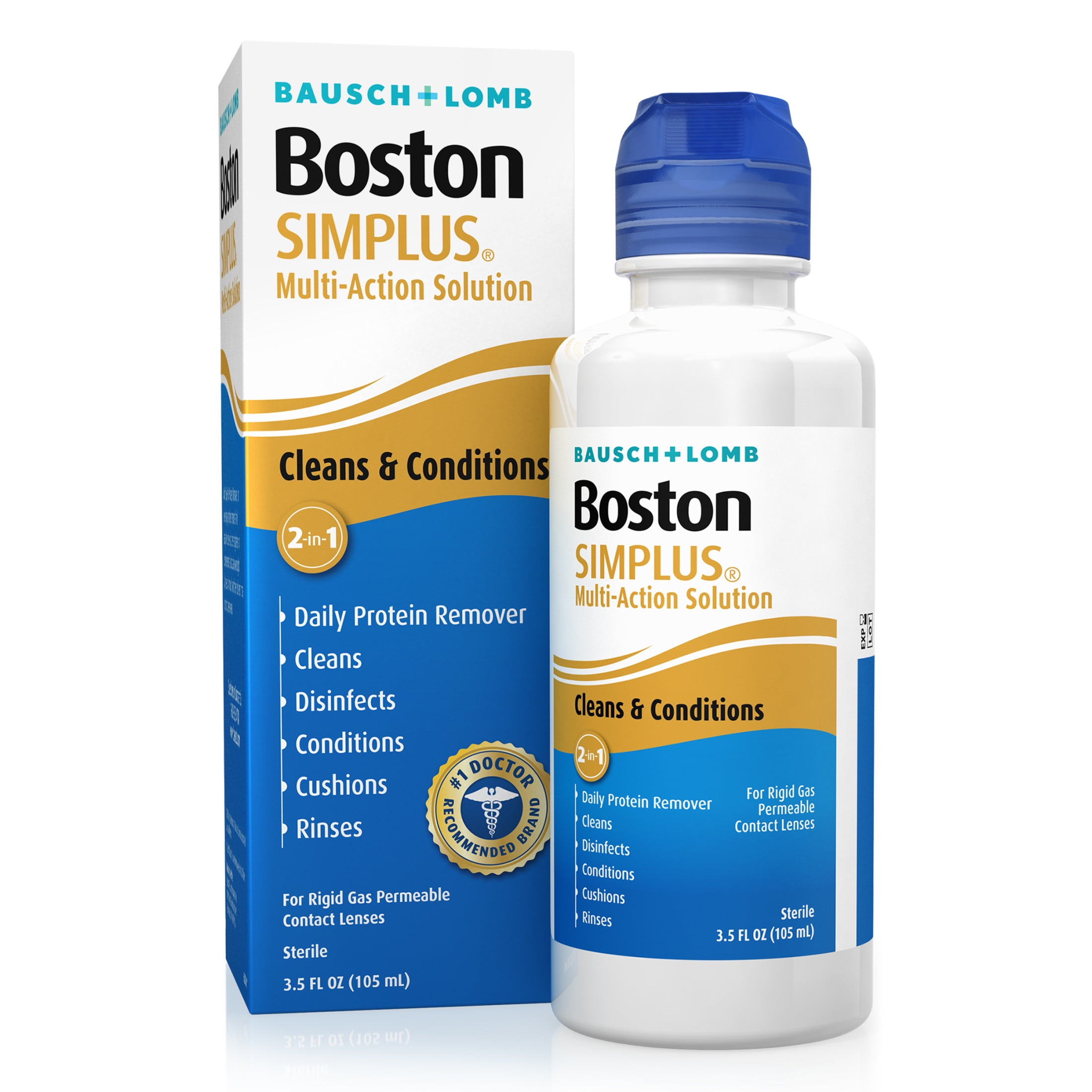 Boston SIMPLUS Multi-Action Contact Lens Saline Solution and Cleaner for Rigid Gas Permeable Lenses, 3.5 fl oz