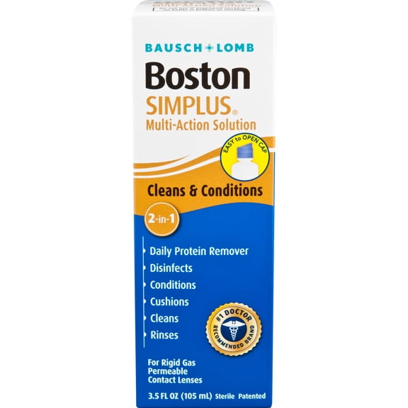 Boston SIMPLUS Multi-Action Contact Saline Solution & Cleaner for RGP Lenses,3.5 floz