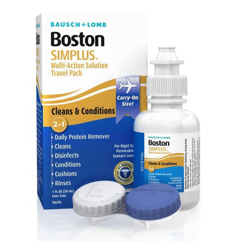 Boston SIMPLUS Multi-Action Solution Travel Kit and Lens Case - from Bausch + Lomb, 1 fl oz (30 mL), Contact Lens Case Included
