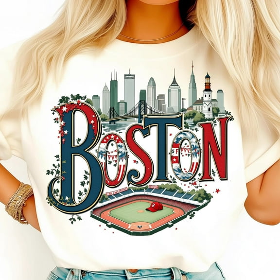 Boston Shirt, Baseball Shirt, Skyline Shirt, Fenway Shirt, Boston Gift Shirt, Red Sox Shirt, City Art Shirt, Patriotic Shirt