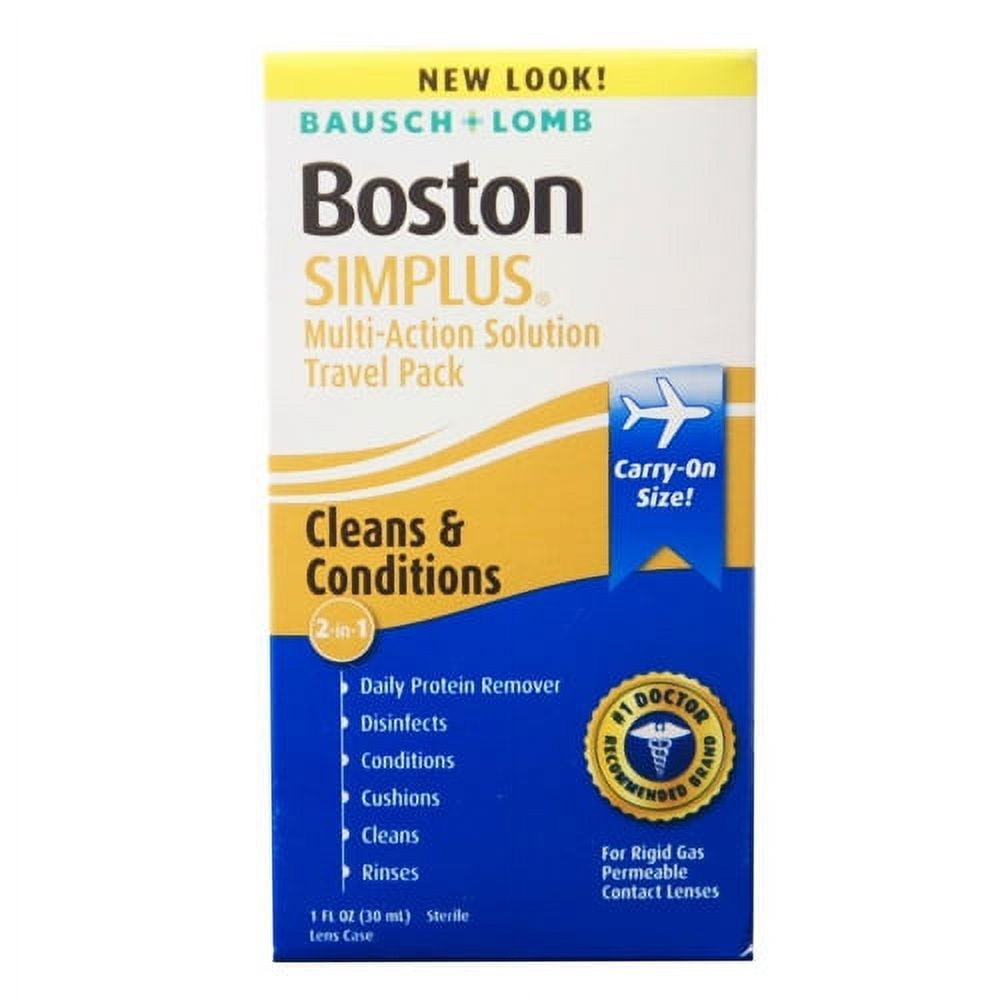 Boston Simplus Multi Action Contact Lens Solution, Travel Kit By Bausch And Lomb 1 Oz, 3 Pack