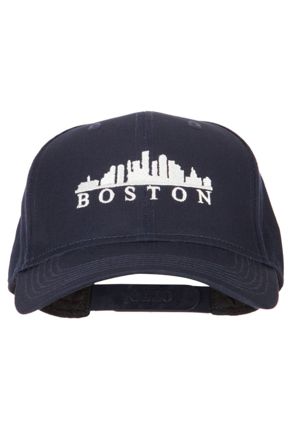 Boston Skyline Embroidered Solid Cotton Pro Style Cap - Navy OSFM