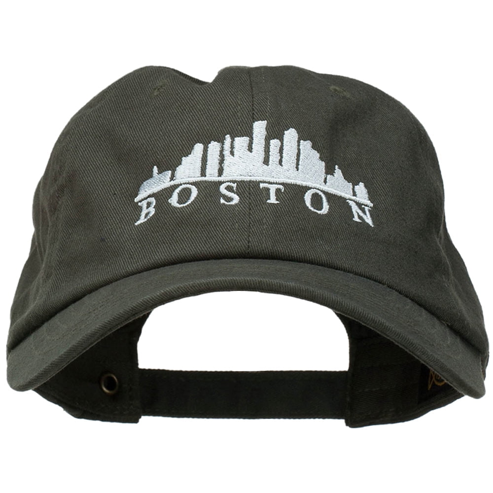 Boston Skyline Embroidered Washed Cap - Olive OSFM - Walmart.com