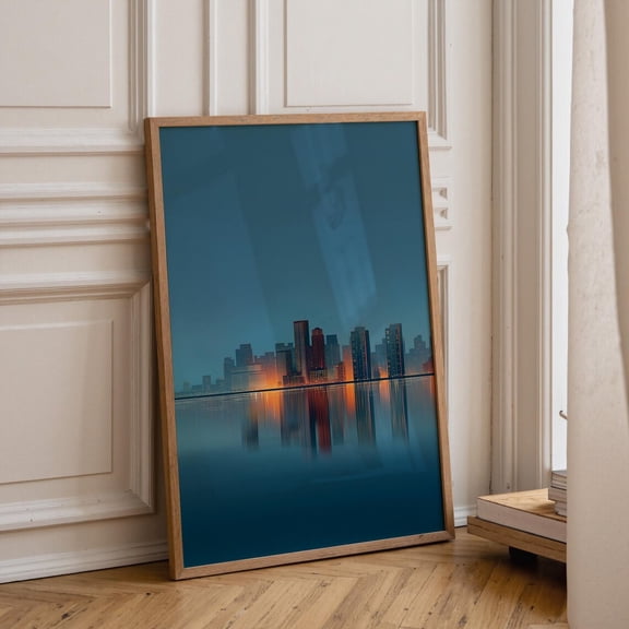 Boston Skyline Night Cityscape Photography Poster Unframed Paper Print