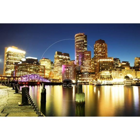 Boston Skyline with Financial District and Boston Harbor, Scenic Unframed Photographic Print Wall Art by Roman Slavik Sold by ArtCom