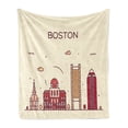 thumbnail image 1 of Boston Soft Flannel Fleece Throw Blanket, Simplistic Design of Iconic Buildings and Doodled Clouds Urban City Life Pattern, Cozy Plush for Indoor and Outdoor Use, 70" x 90", Multicolor, by Ambesonne, 1 of 6