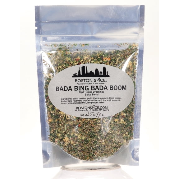 Boston Spice Bada Bing Bada Boom Handmade Gourmet Italian Seasoning Blend for Bread Dipping Sauces Spreads Butter Herbs Chip Dip Salad Dressing 1/4 cup pouch wt. 0.8oz/23g