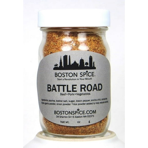 Boston Spice Battle Road Handmade Seasoning Steakhouse Blend for Beef Chicken Pork Steak Meat Ribs Prime Rib Roasts Barbecue Smoker BBQ Baked Grilling Grill Turkey Dry Rubs 1/2 Cup Jar wt. 3oz/87g