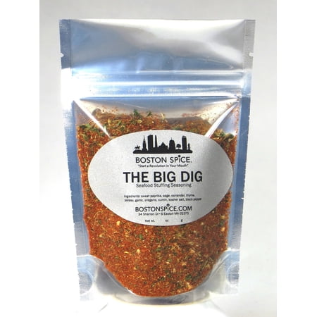 Boston Spice The Big Dig Handmade Gourmet Seafood Stuffing Seasoning Blend Stuffed Shellfish Squid Calamari Clams Quahogs Sole Oysters Fish Cod Haddock Shrimp Crab Lobster 1/4 Cup Spice 0.9oz/26g