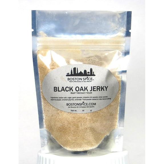 Boston Spice Black Oak Jerky HANDMADE Meat Seasoning Mix Blend Make Your Own Beef Poultry Venison Duck Alligator Elk Deer Jerky also great on Popcorn 1/2 Cup Spice wt. 3.4oz/96g