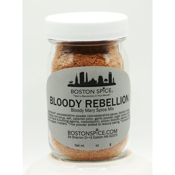 Boston Spice Bloody Rebellion Handmade Gourmet Bloody Mary's Cocktail Drink Beverage Seasoning Mix Spice Blend Just Mix with Vodka Vegetable or Tomato Juice Lime 1/2 Cup Spice 2.3oz Jar